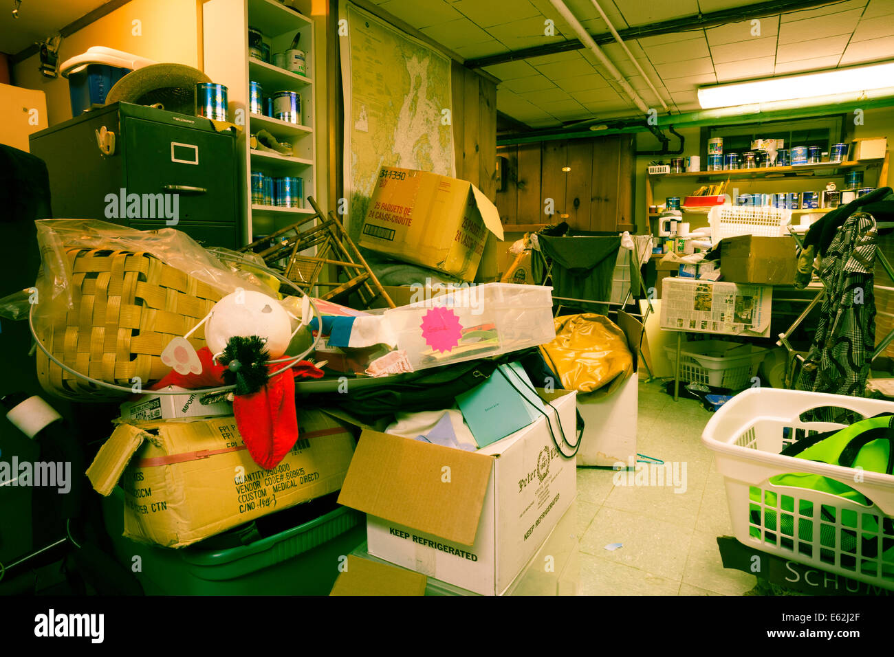 Hoarders' Cluttered Basement, Messy residential home, USA Stock Photo -  Alamy