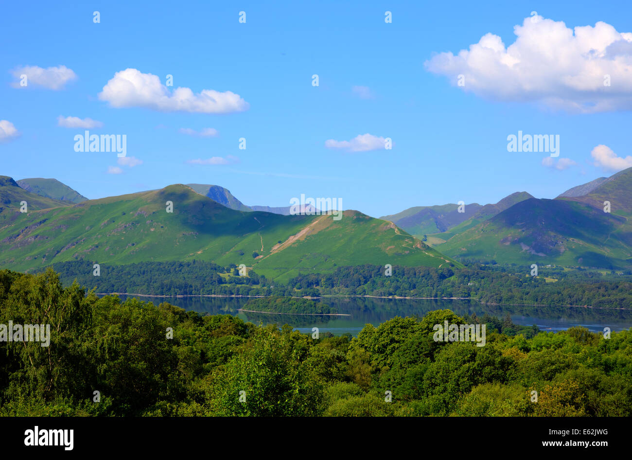 Catbells mountains Keswick Lake District Cumbria across Derwent Water
