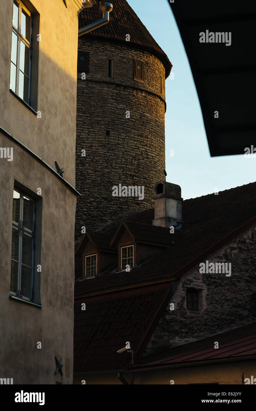 Sunset in Old Tallinn Stock Photo
