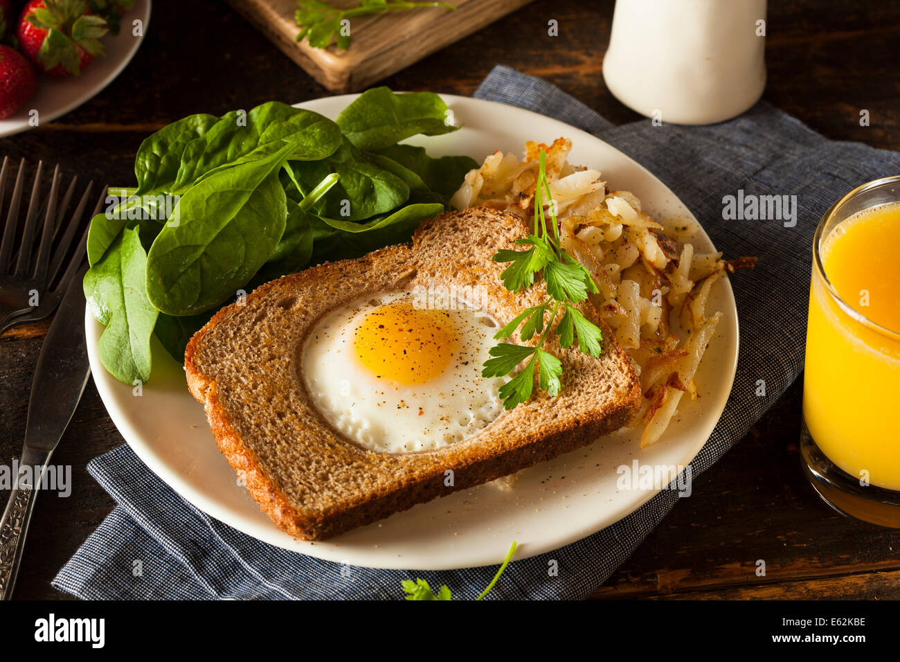 Healthy Egg in a Basket for Breakfast Stock Photo Alamy
