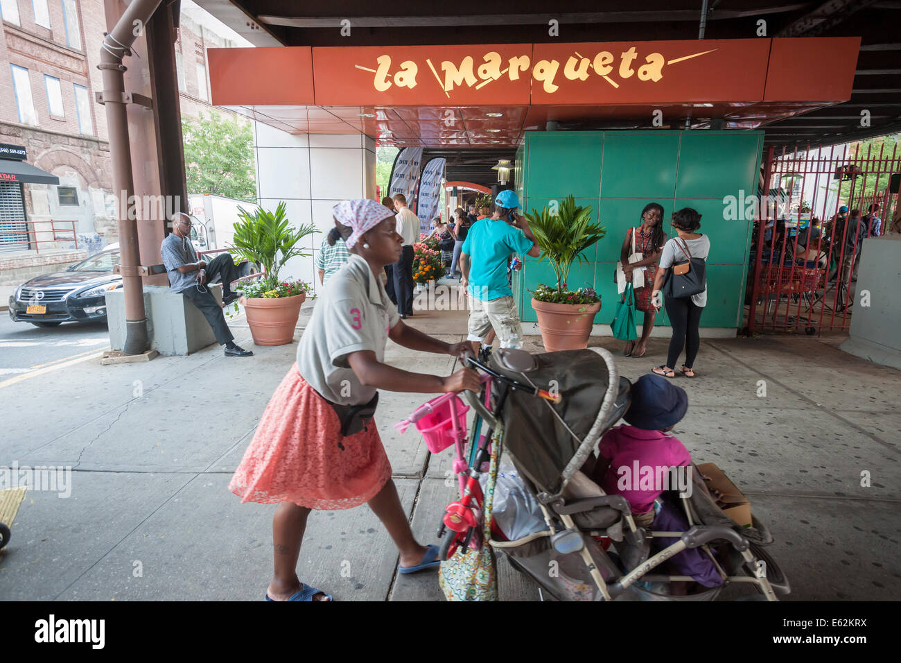 Reopening of La Marqueta in the East Harlem neighborhood of New York