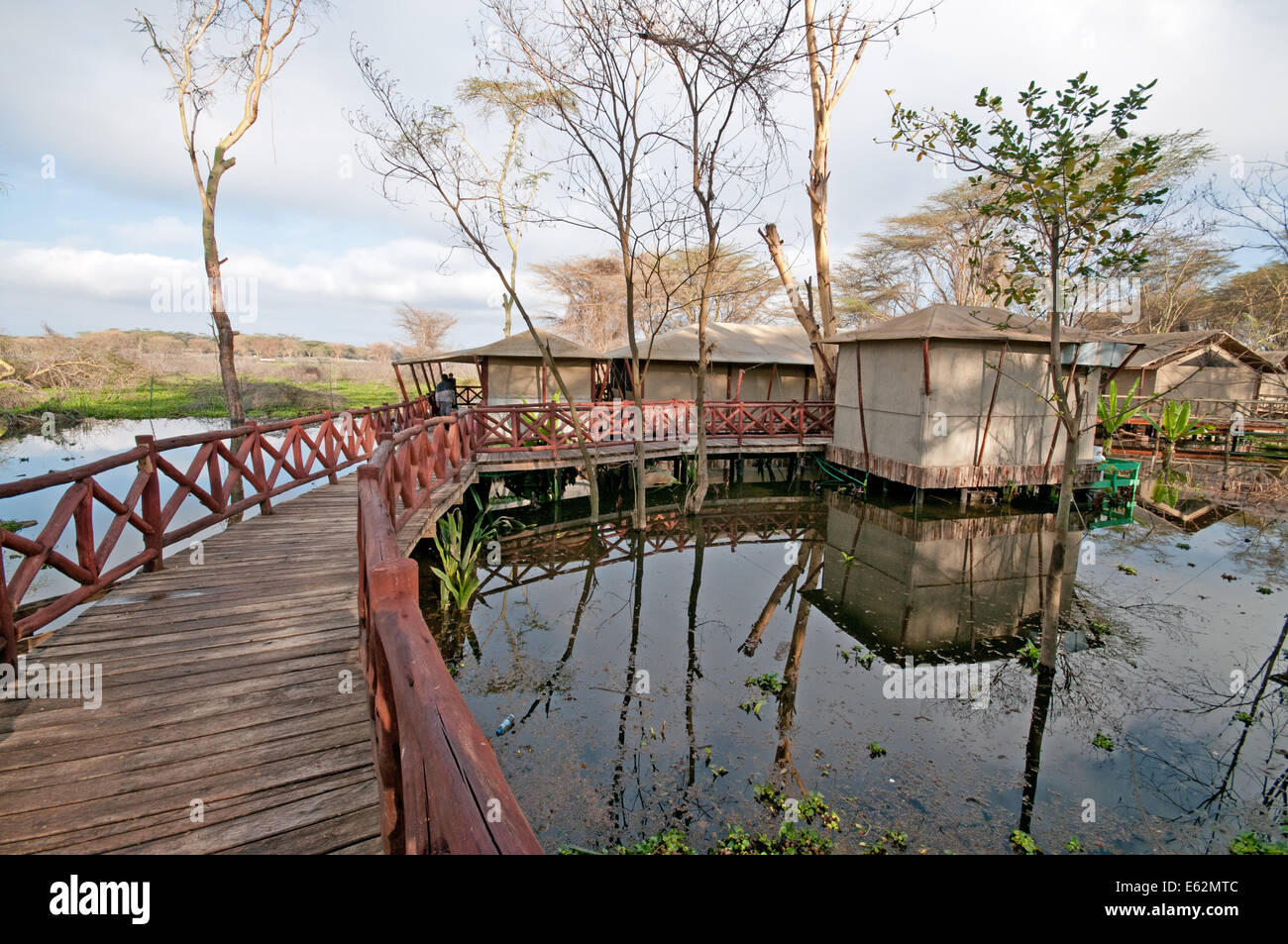 Luxury tents at Lake Naivasha Coutry Club on Lake Naivasha Kenya Africa Stock Photo