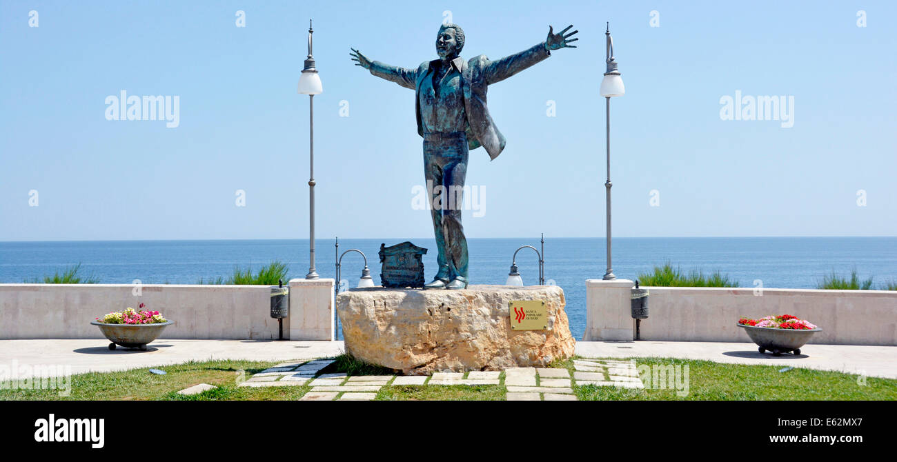 Statue of the Italian singer and songwriter Domenico Modugno famous for the song Volare was born in Polignano a Mare Stock Photo