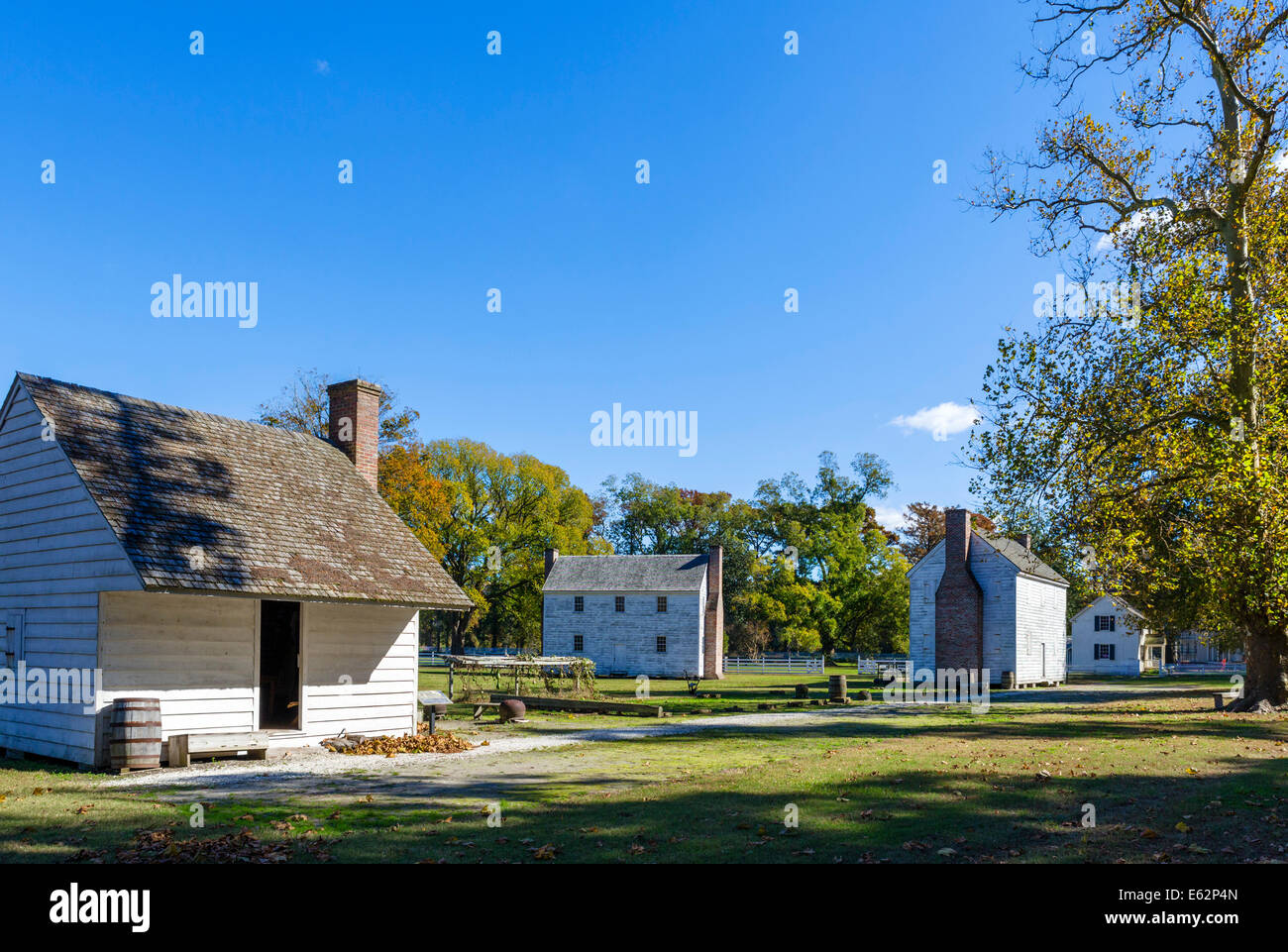 Reconstructed buildings at Somerset Place Plantation, Somerset Place State Historic Site, Albemarle region, North Carolina, USA Stock Photo