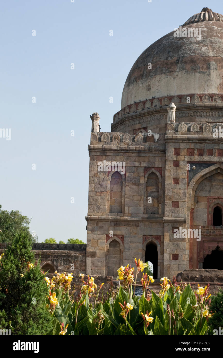 Tomb of Sikandar Lodi in New Delhi, India.  Lodhi Gardens in Delhi. Stock Photo