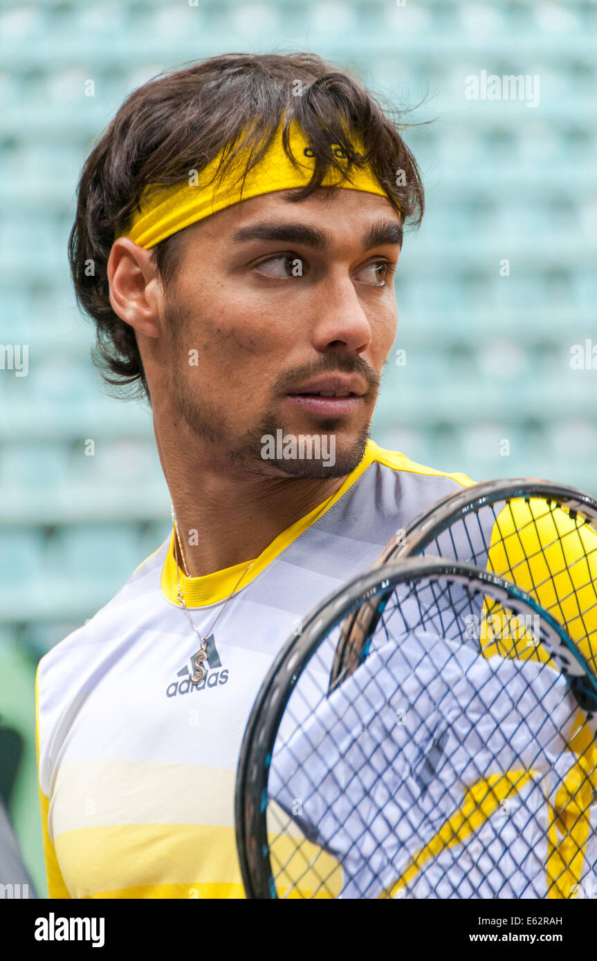 Italian tennis player Fabio Fognini pictured with rackets during a training  break Stock Photo - Alamy