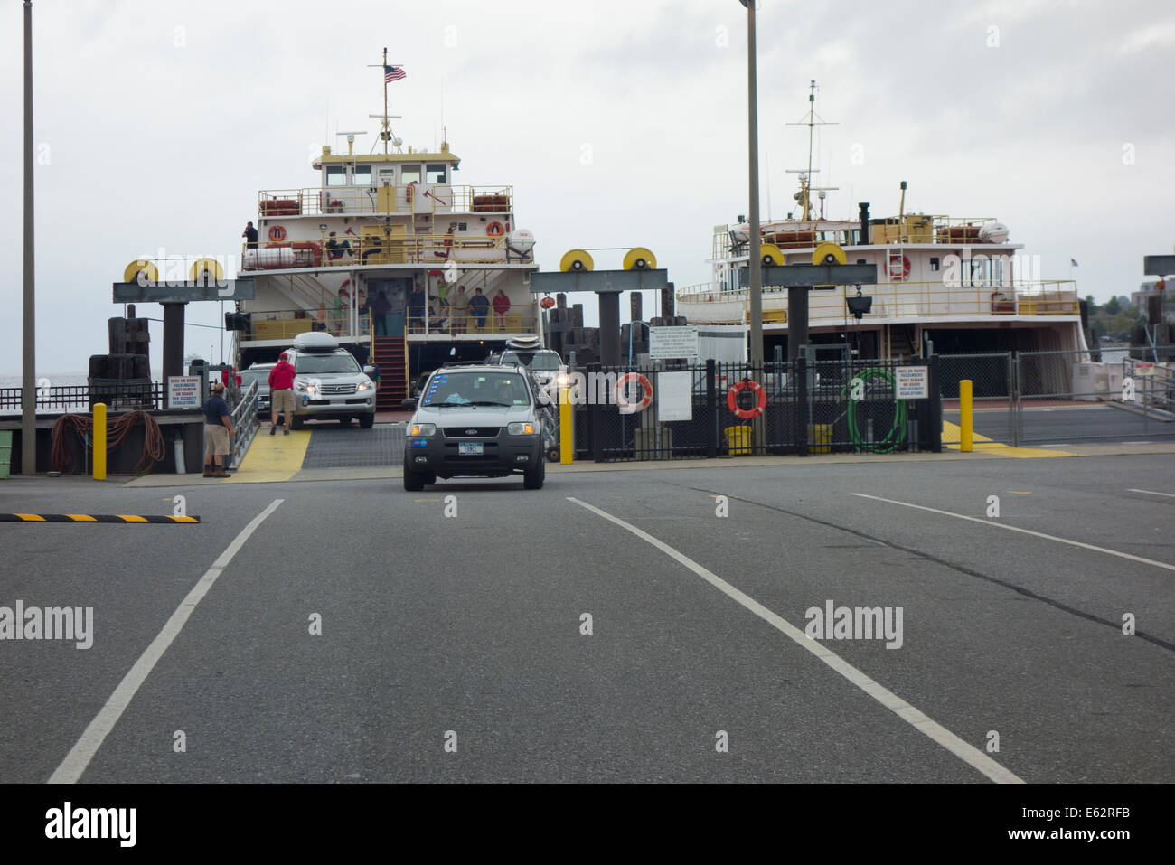 cross sound ferry unloading from Orient Point Long Island Stock Photo
