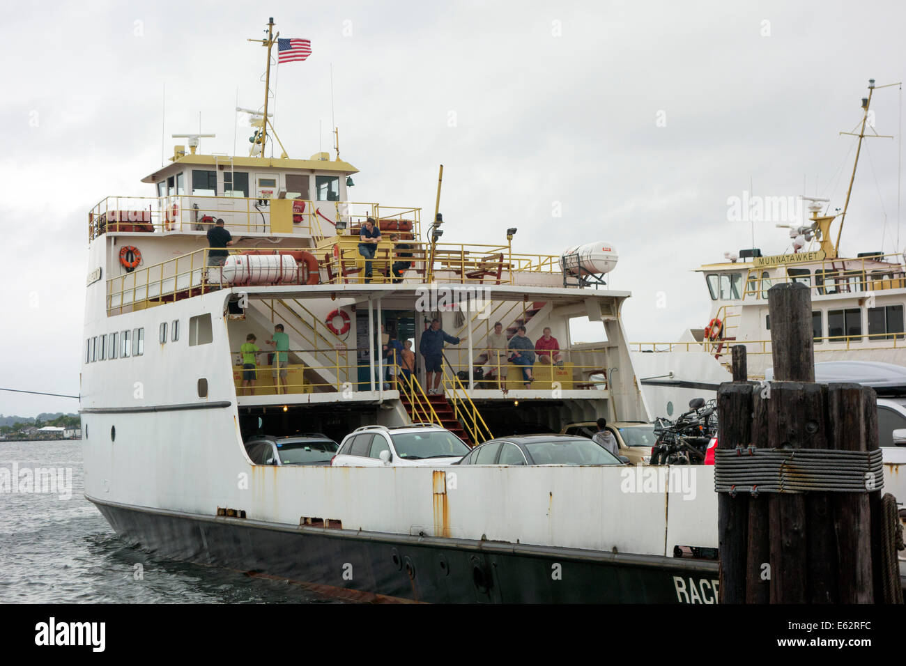 cross sound ferry unloading from Orient Point Long Island Stock Photo