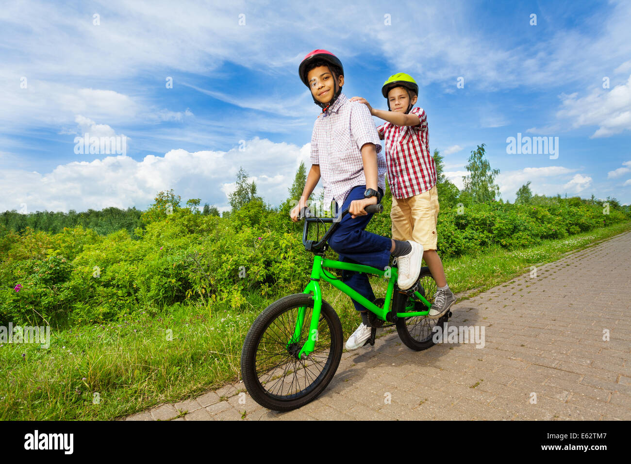 Group of boys bike hires stock photography and images Alamy