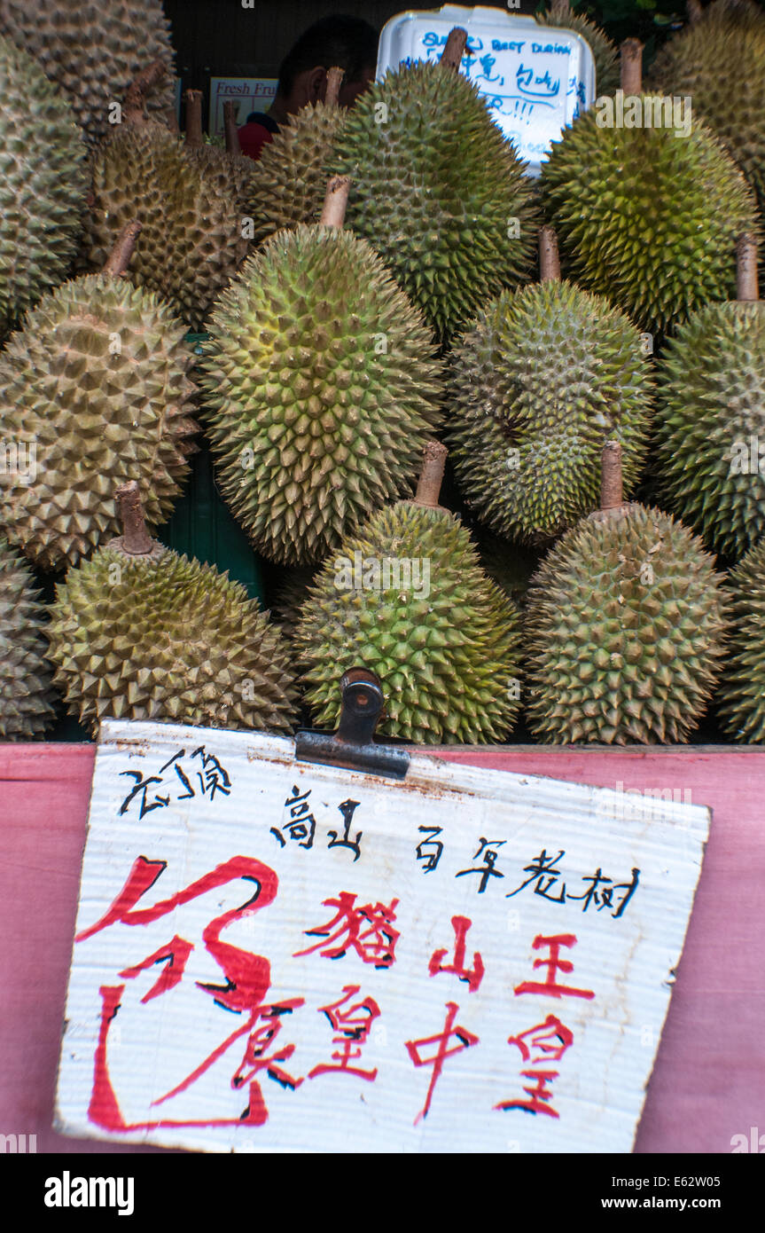 Durian for sale, Singapore Stock Photo