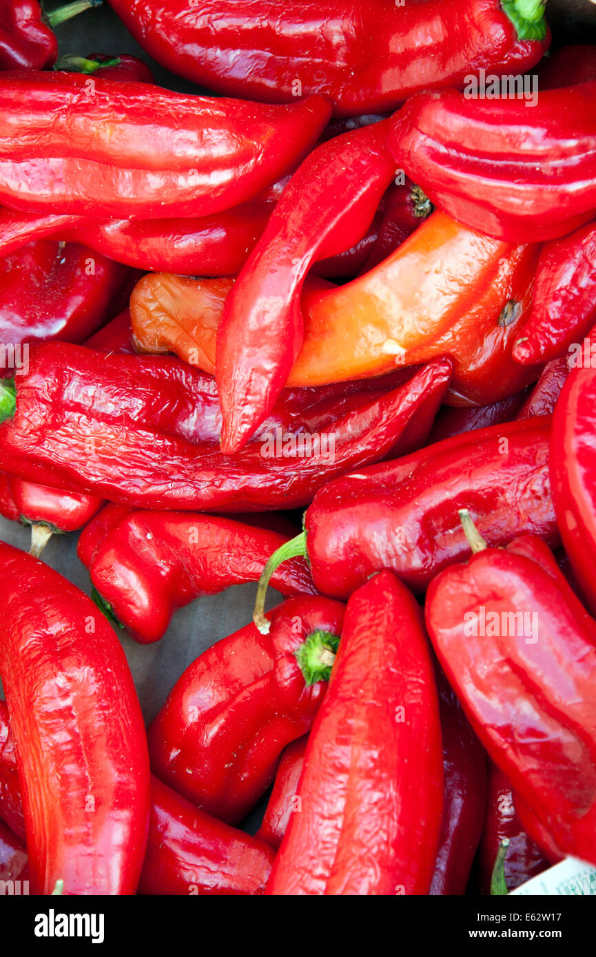 red chili peppers in a market Stock Photo - Alamy