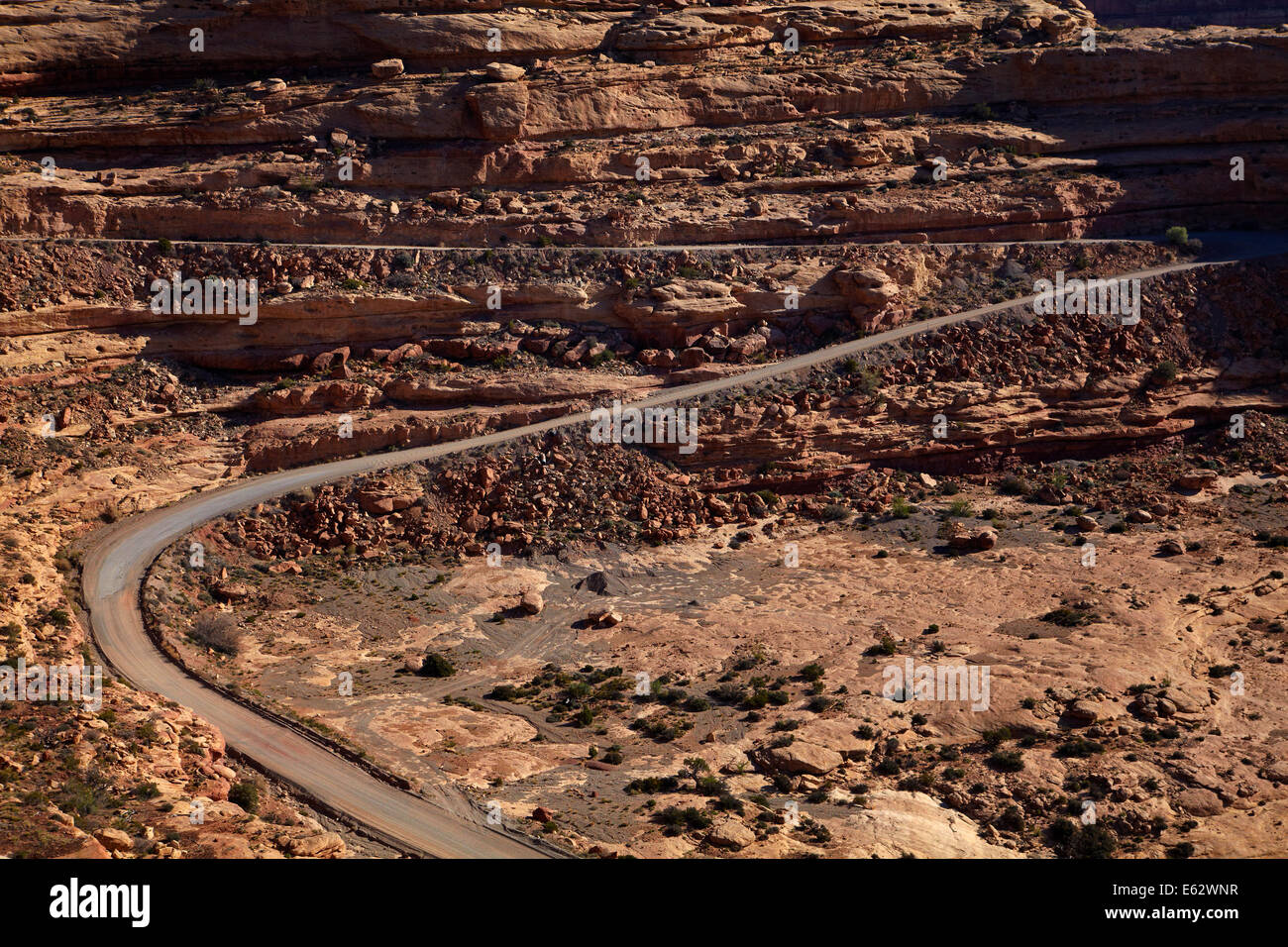 Moki Dugway (or Mokee Dugway) switchback road, climbing Cedar Mesa