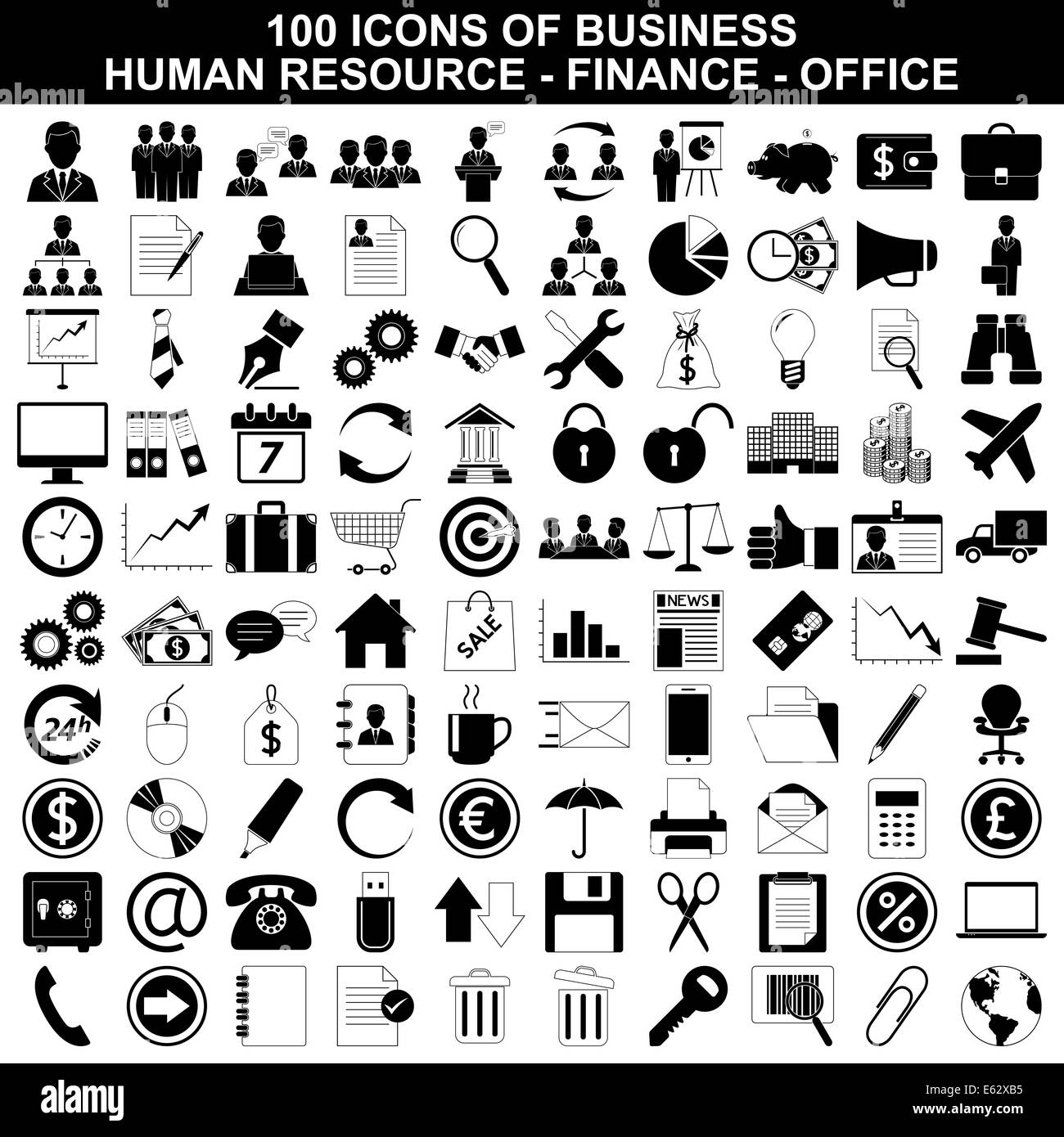 100 icons of business Stock Photo