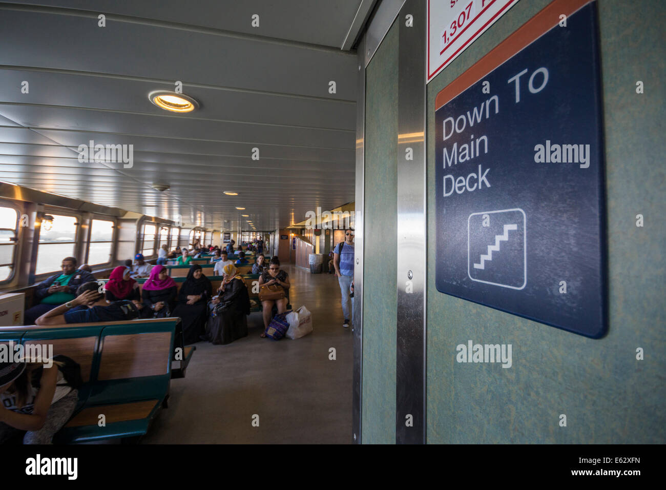New York. The Passenger deck on the Staten Island ferry Stock Photo - Alamy