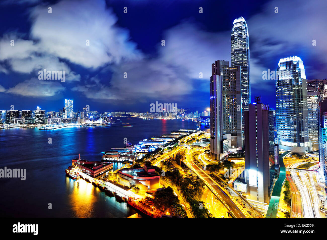 Hong kong office building at night Stock Photo - Alamy