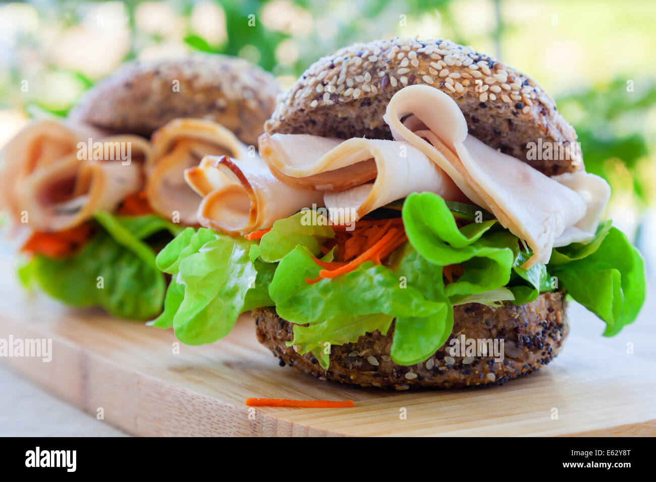 Low fat turkey and salad sandwich Stock Photo Alamy