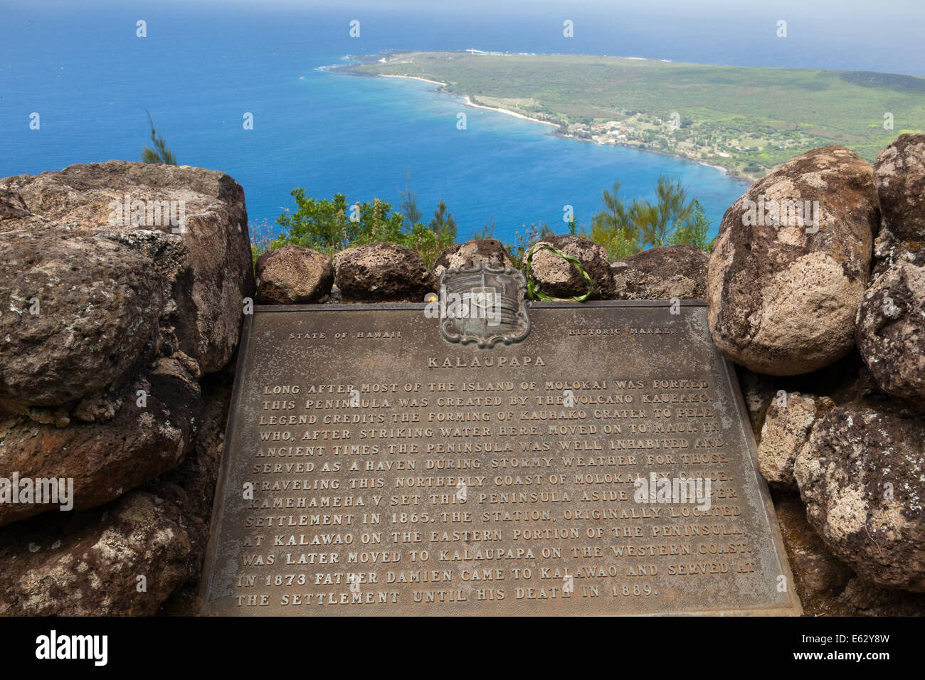Kalaupapa Lookout on Molokai Hawaii where Saint Damien lived with