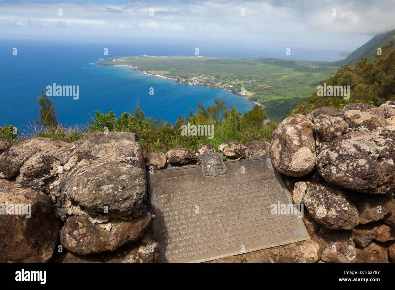 Kalaupapa Lookout on Molokai Hawaii where Saint Damien lived with victims of Hansen's disease