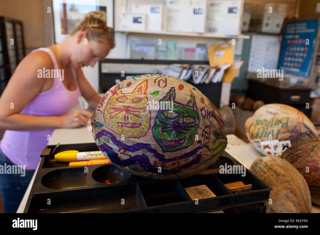 Post a nut post office in Hoolehua Molokai Hawaii where you can draw on