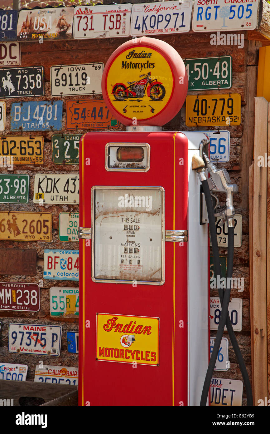 Historic gasoline pump at Hole n the rock, near Moab, Utah, USA Stock Photo