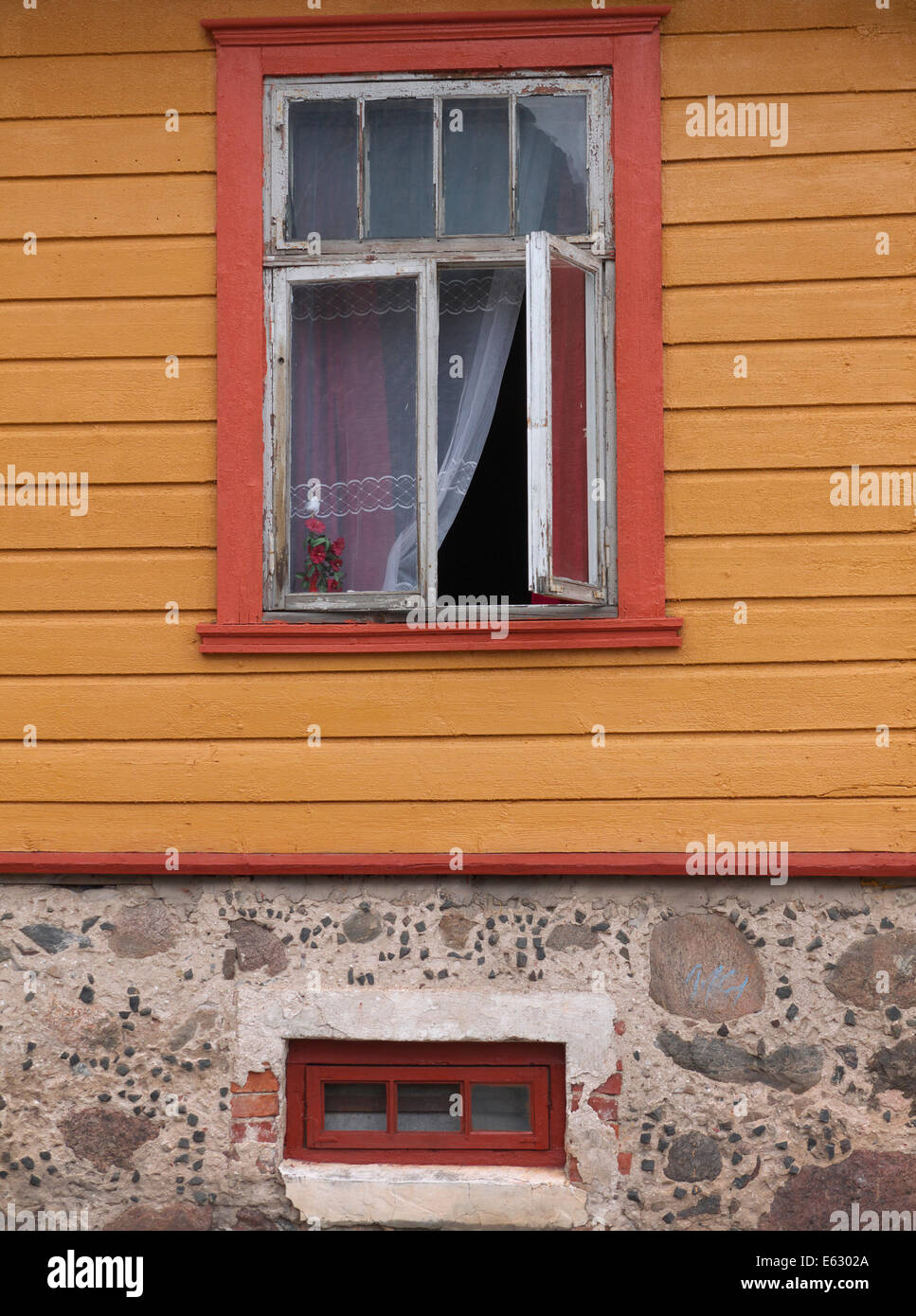 Open window architectural detail . Viljandi. Estonia Stock Photo