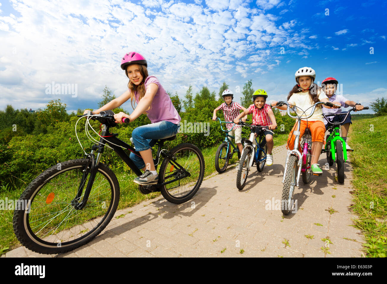 Group of boys bike hires stock photography and images Alamy
