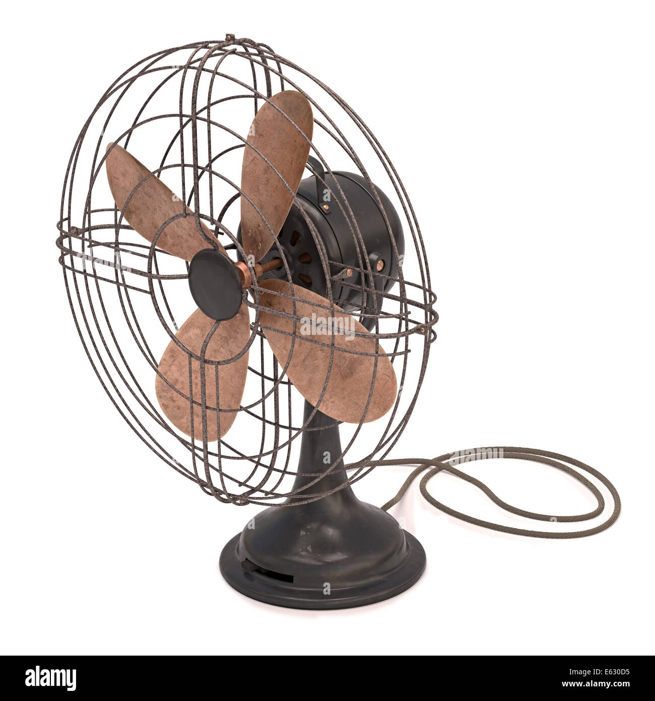 Antique and old fan isolated on the white background. Clipping path included. Stock Photo