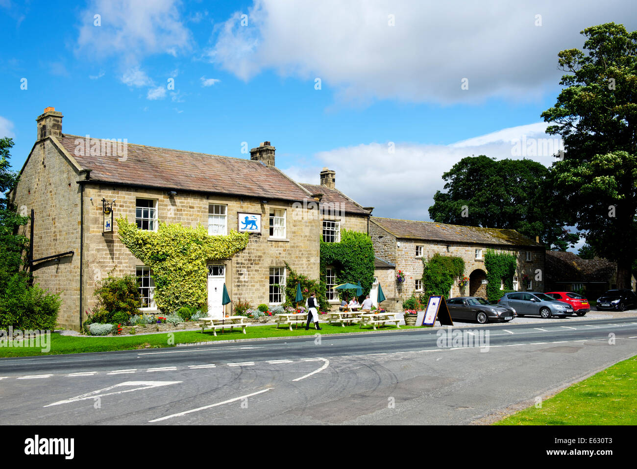 The Blue Lion pub in the village of East Witton, Wensleydale Stock