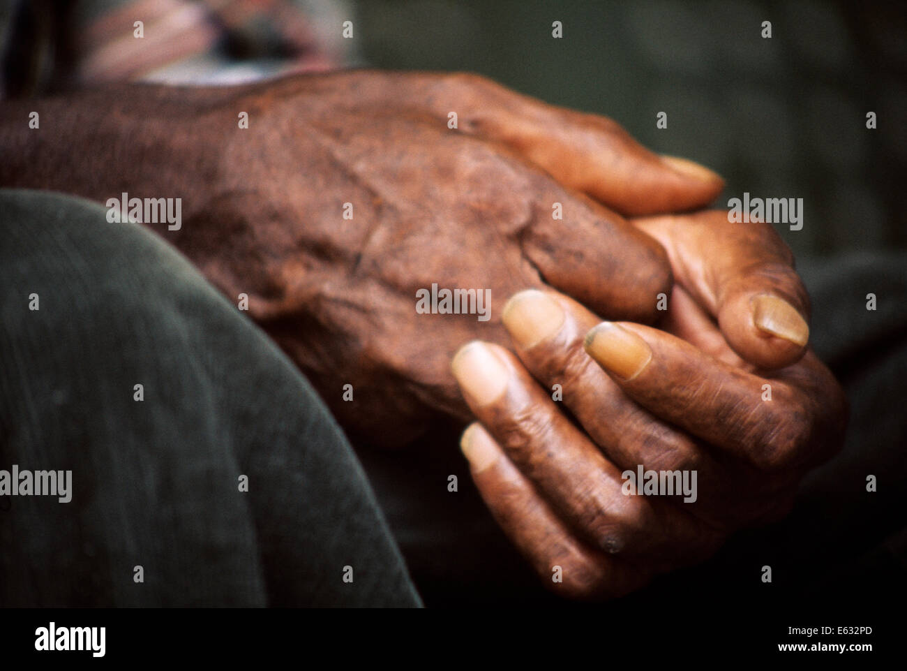 1970s DETAIL HANDS AFRICAN AMERICAN ELDERLY MAN MALE AGE AGING RACISM ...