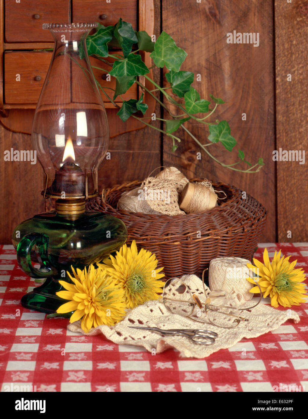 https://c8.alamy.com/comp/E632PF/antique-oil-hurricane-lamp-basket-scissors-crochet-threads-E632PF.jpg