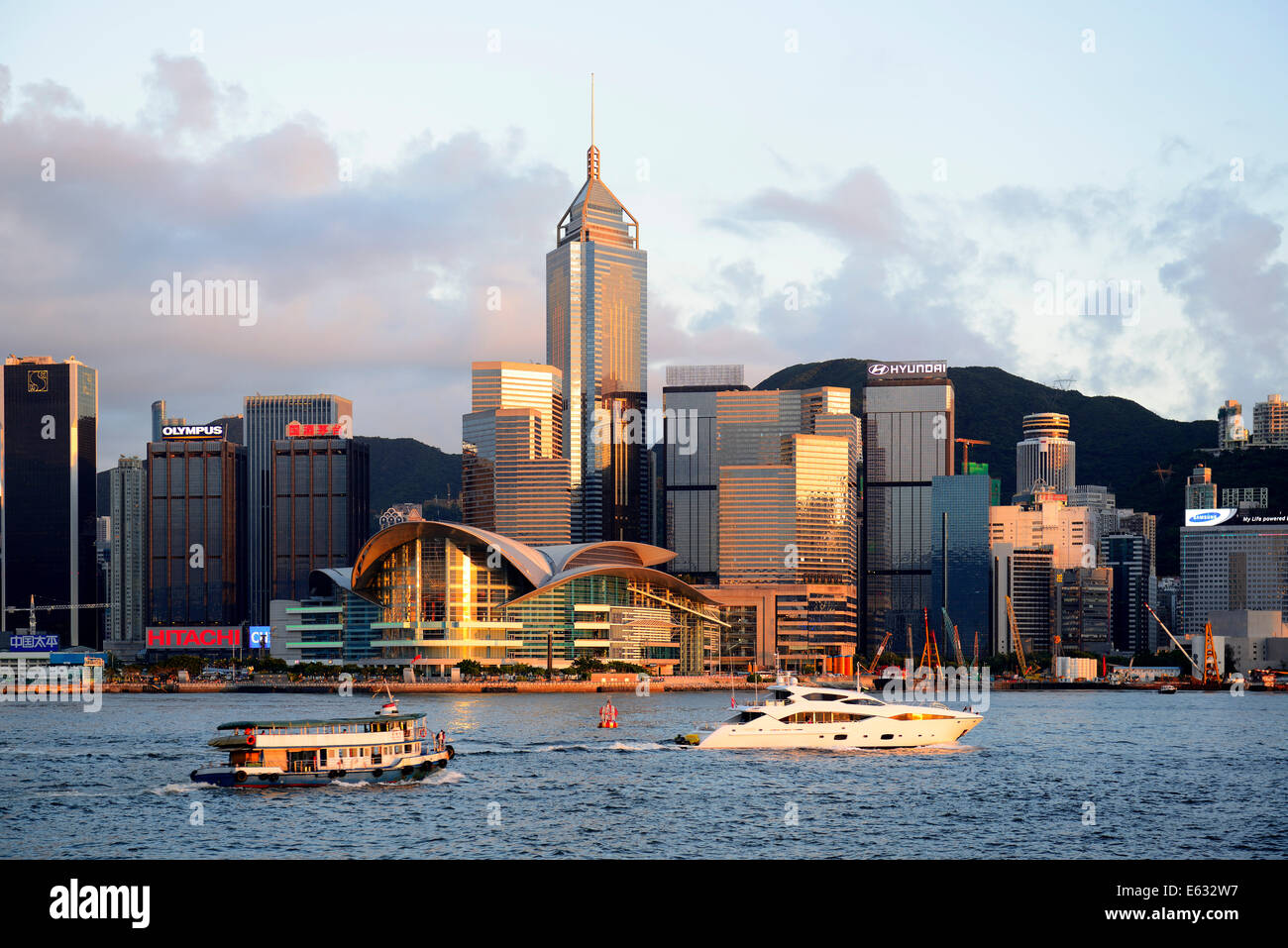 View from Kowloon on Hong Kong Island's skyline on Hong Kong River
