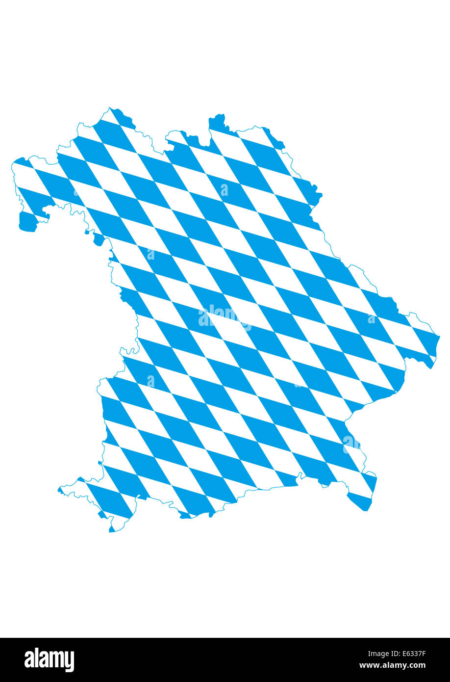 Shape of Bavaria with the pattern of the Bavarian flag Stock Photo