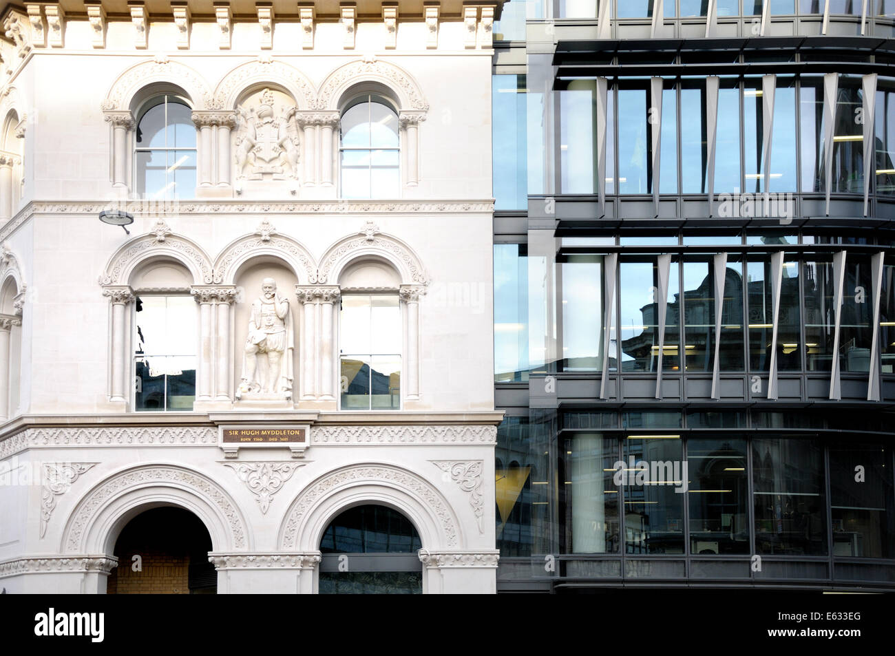 London, England, UK. Old and new architecture on Holborn Viaduct Stock Photo