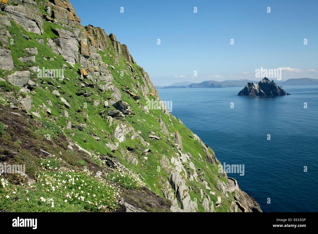 Skellig Islands Rep. Ireland. View from Great Skellig to Little Skellig Stock Photo