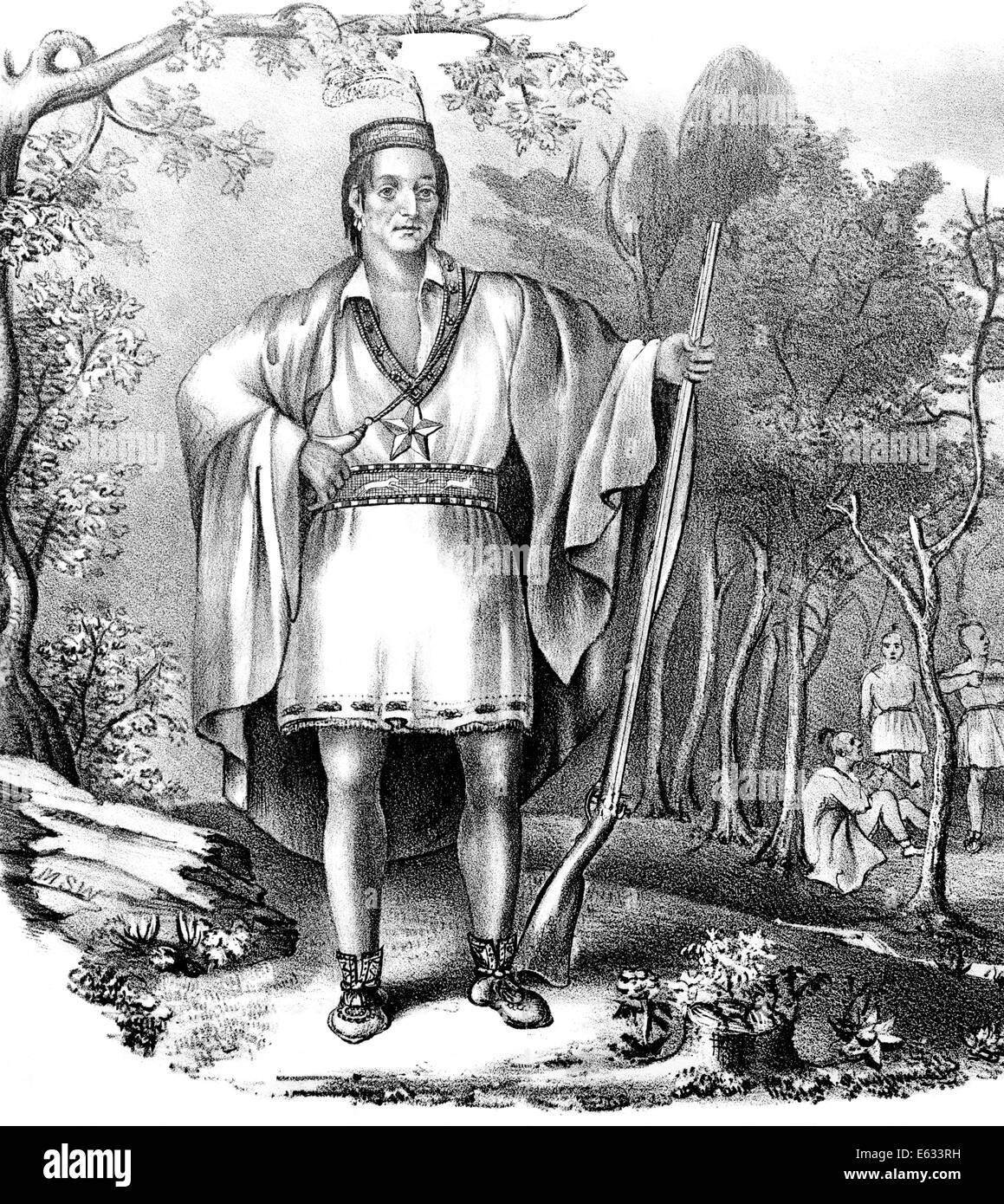 1600s 1670s NATIVE AMERICAN LEADER KING PHILIP SON OF MASSASOIT KING PHILIP'S WAR AGAINST NEW