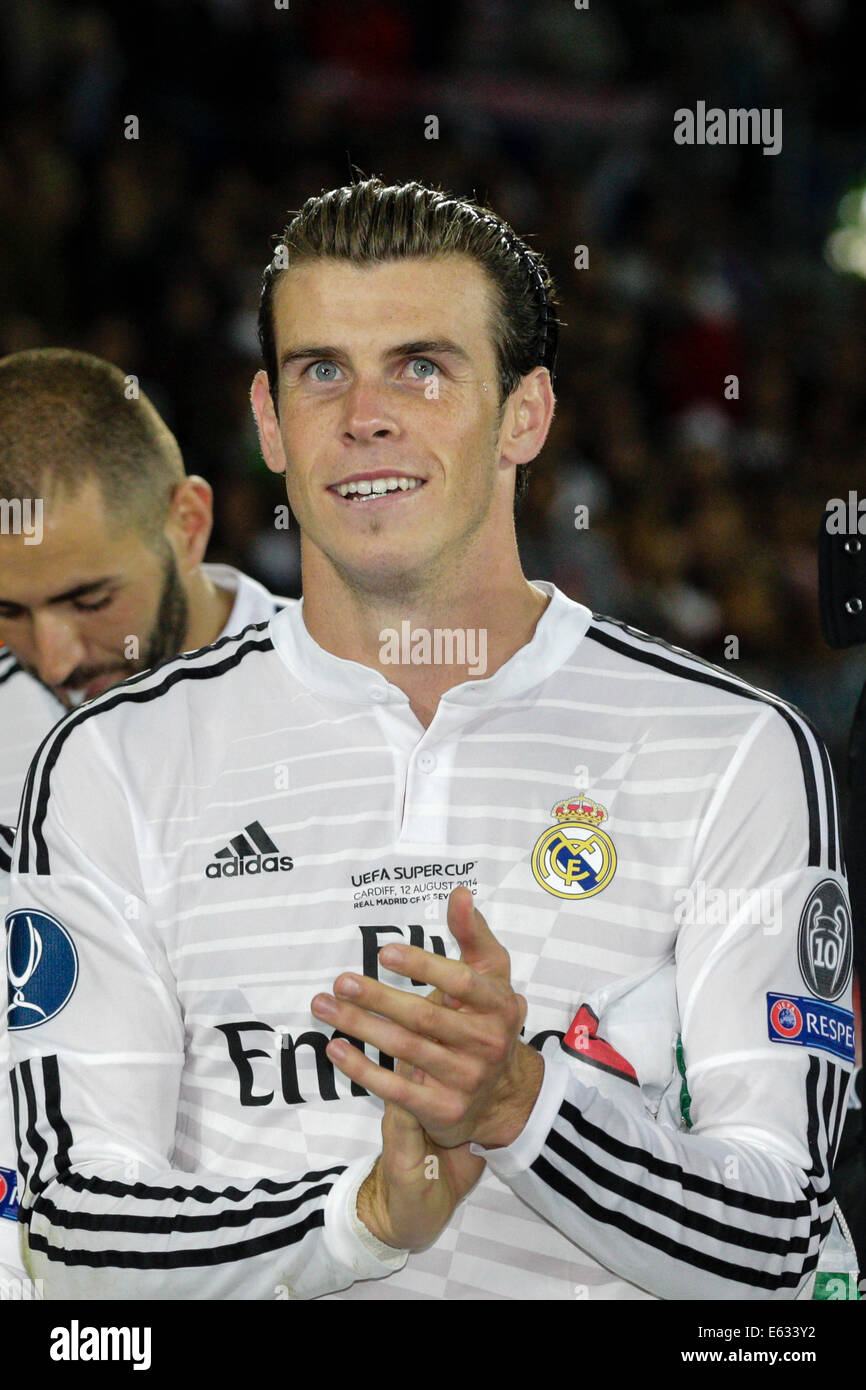 Cardiff, Wales. 12th Aug, 2014. UEFA Super Cup. Real Madrid CF v Sevilla FC. Real Madrid's Gareth BALE after the win Credit:  Action Plus Sports/Alamy Live News Stock Photo