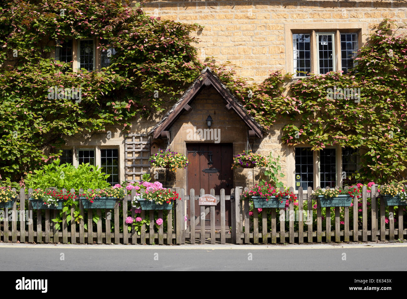 Cotswold cottage facade, BourtonontheWater, Cotswolds