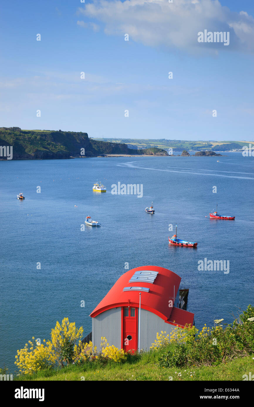 The view from Castle Hill Tenby Pembrokeshire Wales Stock Photo