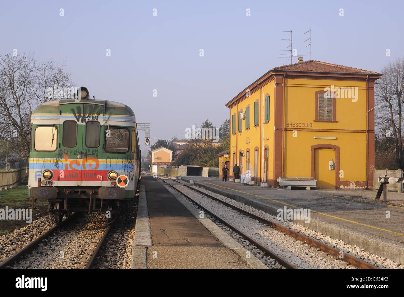Brescello (Reggio Emilia, Italy), train station of Emilia Romagna Railways Stock Photo