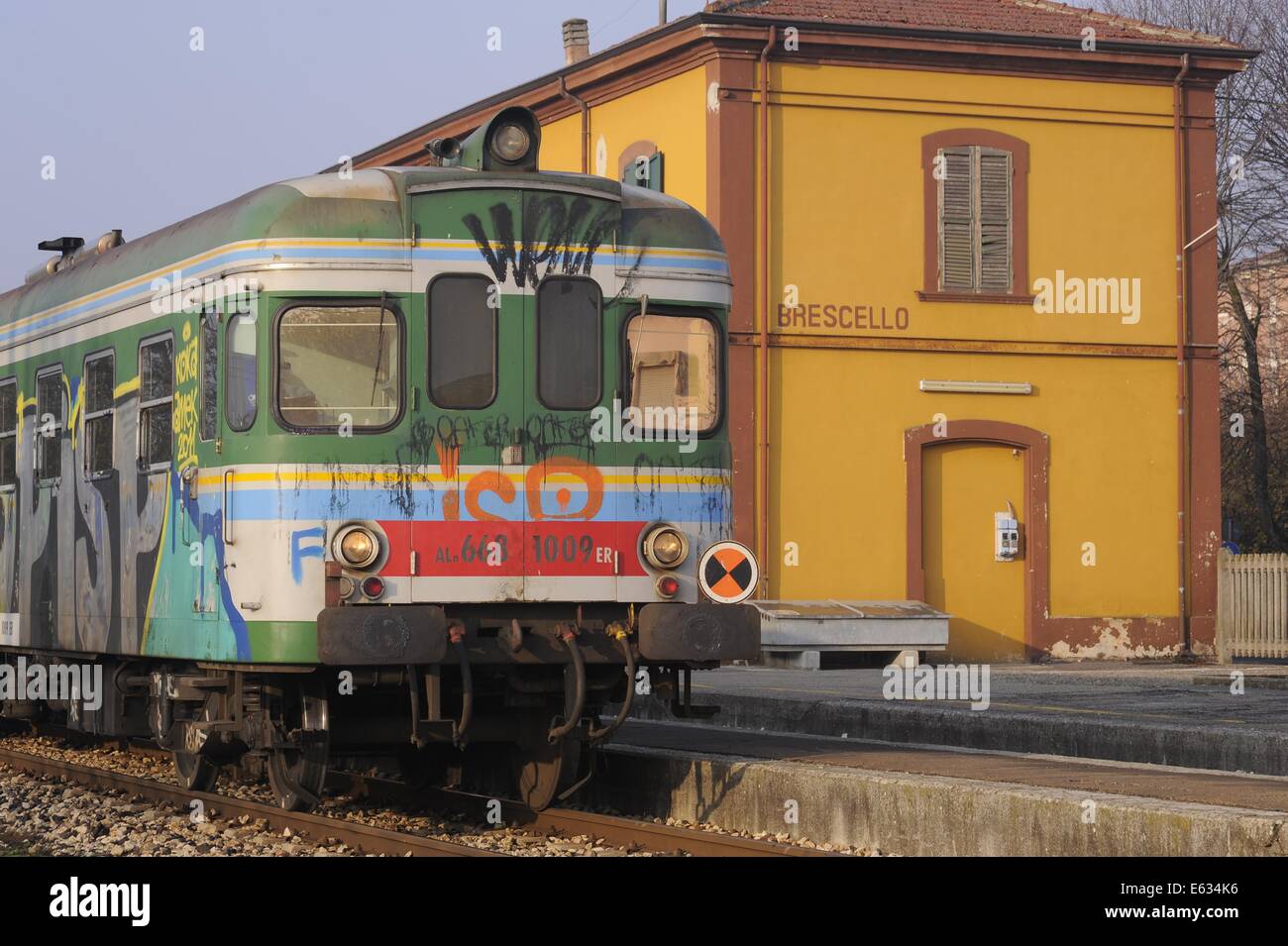 Brescello (Reggio Emilia, Italy), train station of Emilia Romagna Railways Stock Photo