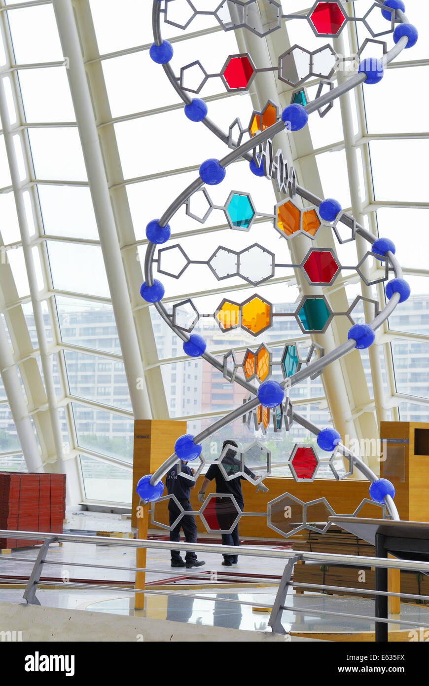 monument of the DNA helix in The Science Museum, City of Arts and Sciences, Valencia, Spain Stock Photo