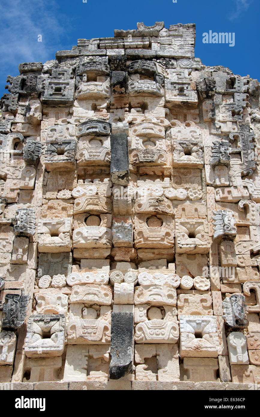Stone latticework north building Nunnery Quadrangle Uxmal Yucatan Mexico Stock Photo