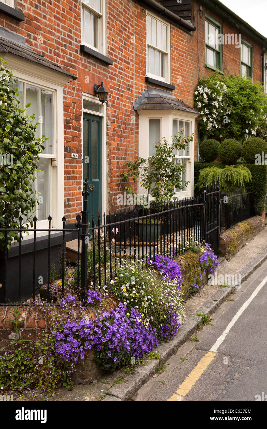 UK England, Dorset, Sturminster Newton, Church Street, small front garden of terrced cottage Stock Photo
