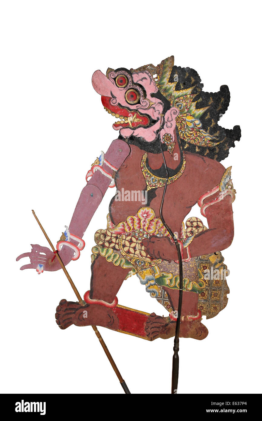 Hanuman-Monkey God - A Wayang Kulit Indonesian Shadow Puppet Stock Photo