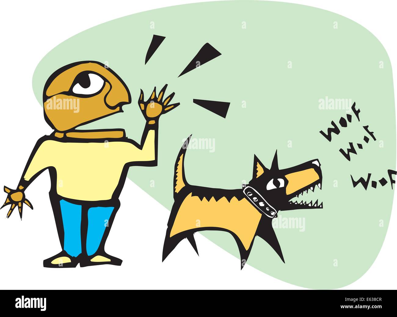 Man yelling while his dog is barking. Stock Vector