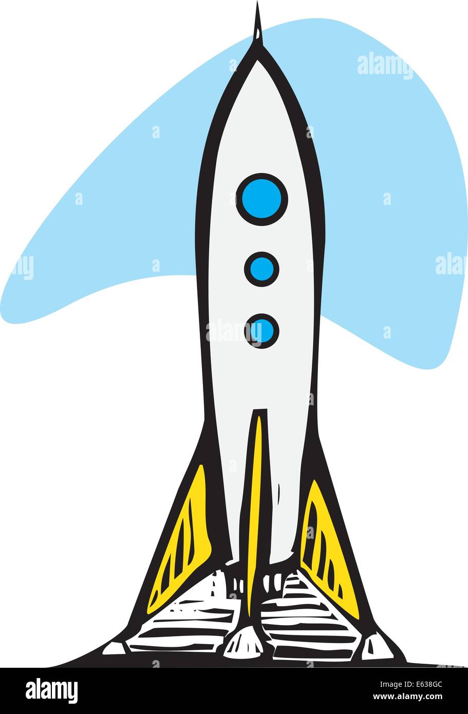 Retro looking Rocketship stands ready for takeoff Stock Vector