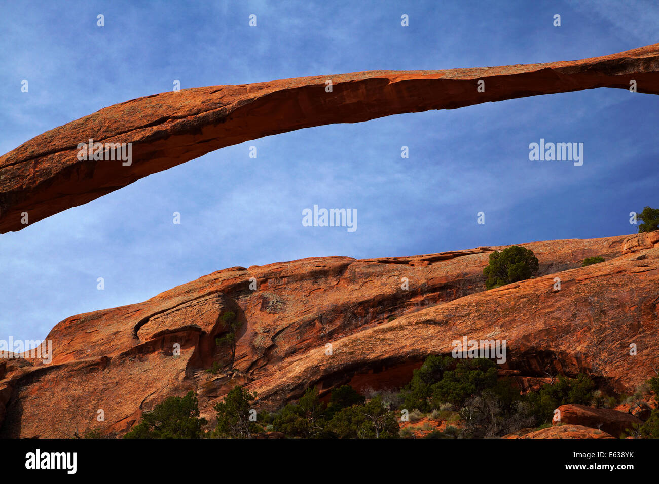 Landscape Arch (world's longest natural rock arch), Devil's Garden area of Arches National Park, near Moab, Utah, USA Stock Photo