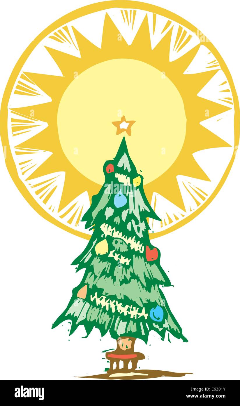 Woodcut style Christmas Tree with a Halo Stock Vector Image & Art Alamy