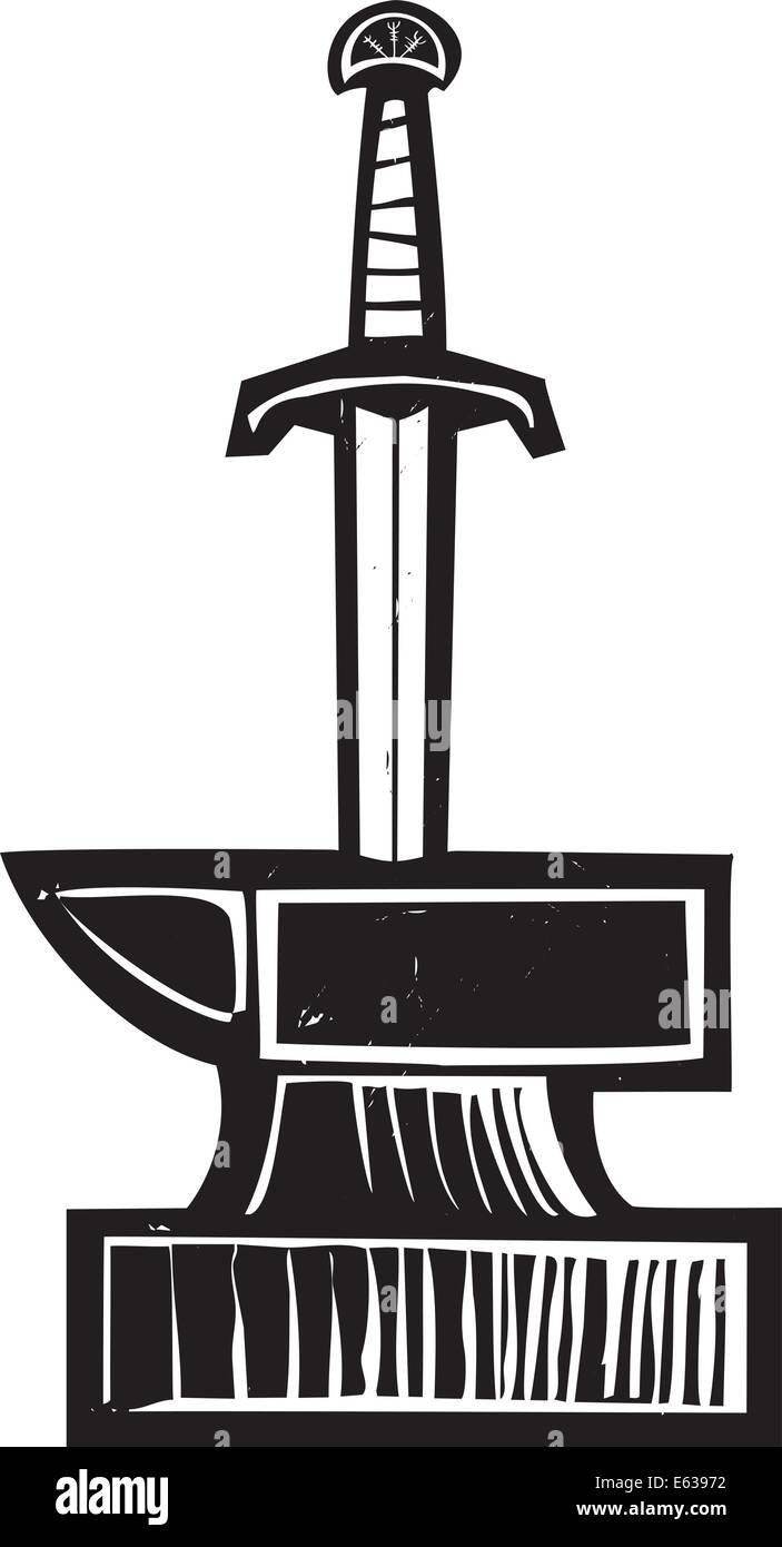 Excalibur the sword in the stone Stock Vector Images - Alamy