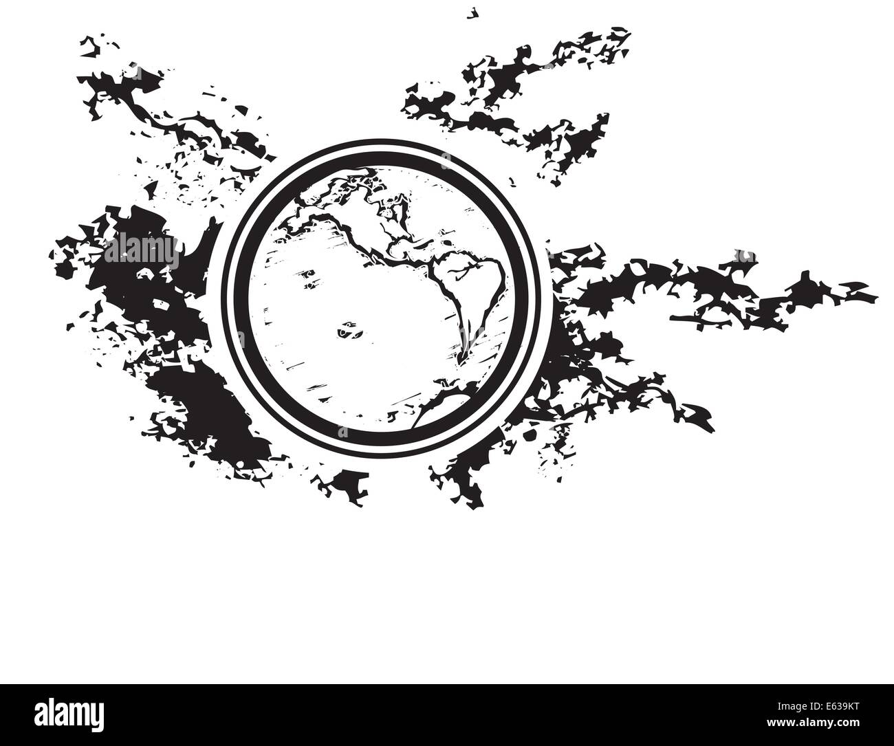 Earth globe against a black ink spattered sky Stock Vector Image & Art